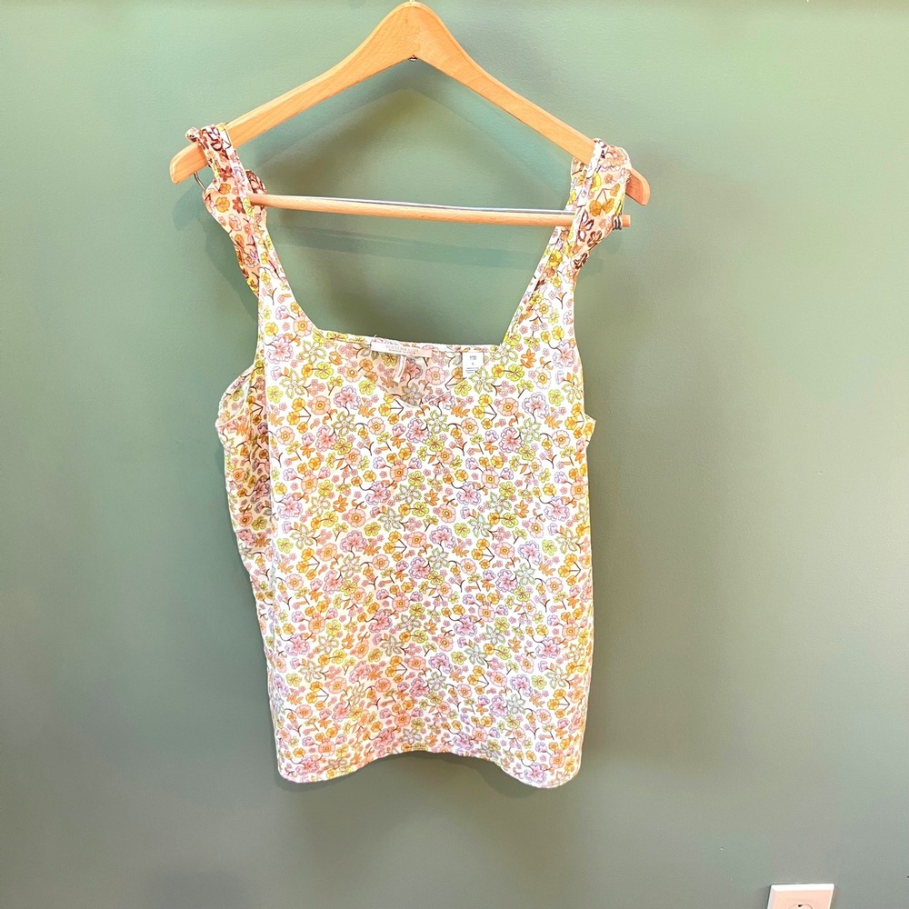 Scotch & Soda Women's Floral Print Tank Top Ruffle Sleeves Summer Edition Size L